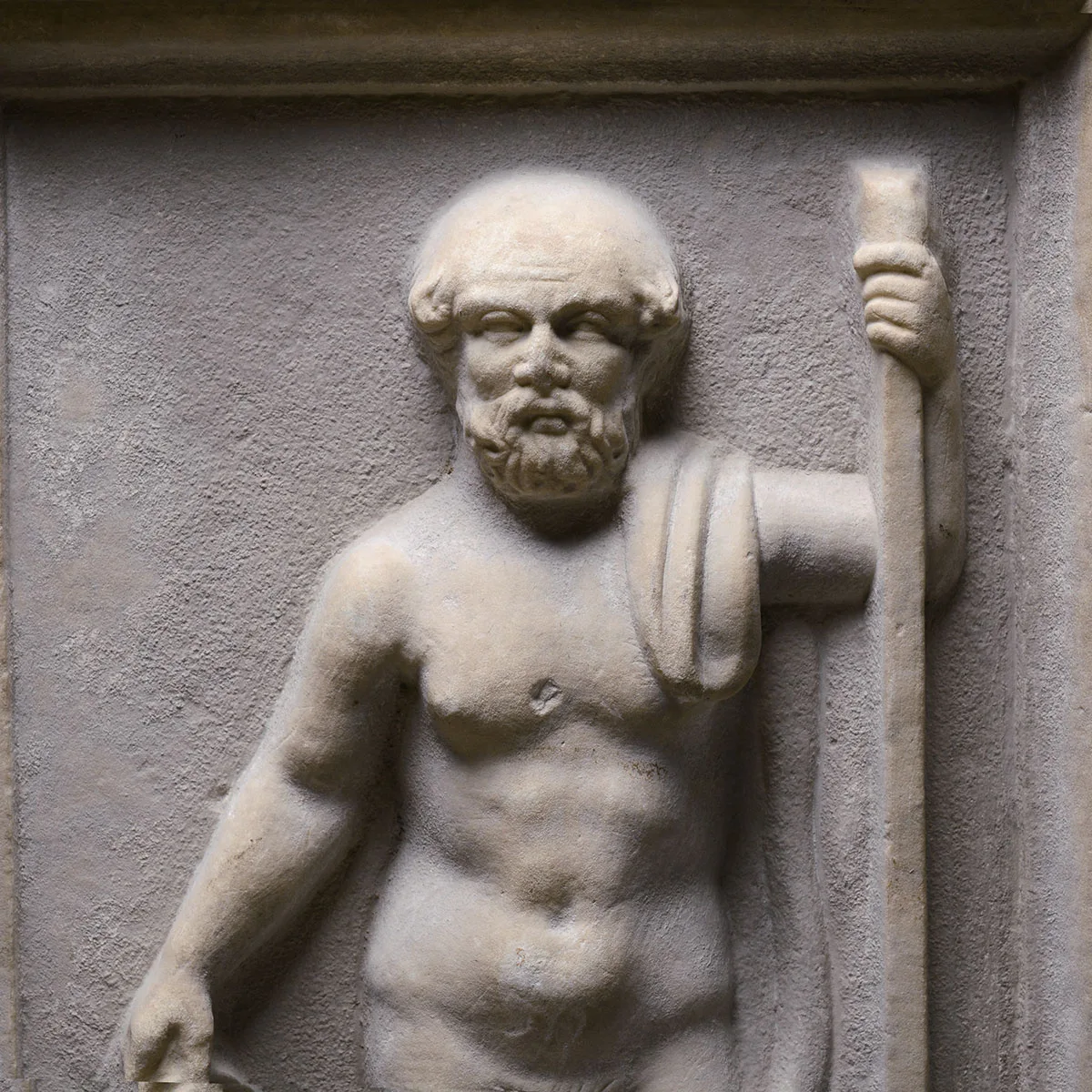 Roman Relief Altar Panel Depicting Socrates, view 3
