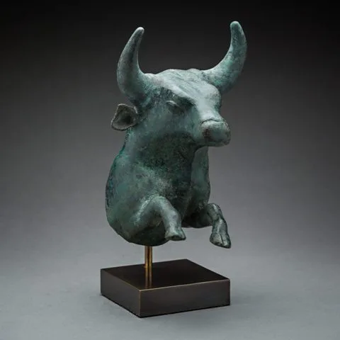 Roman Bronze Protome of a Bull, view 1