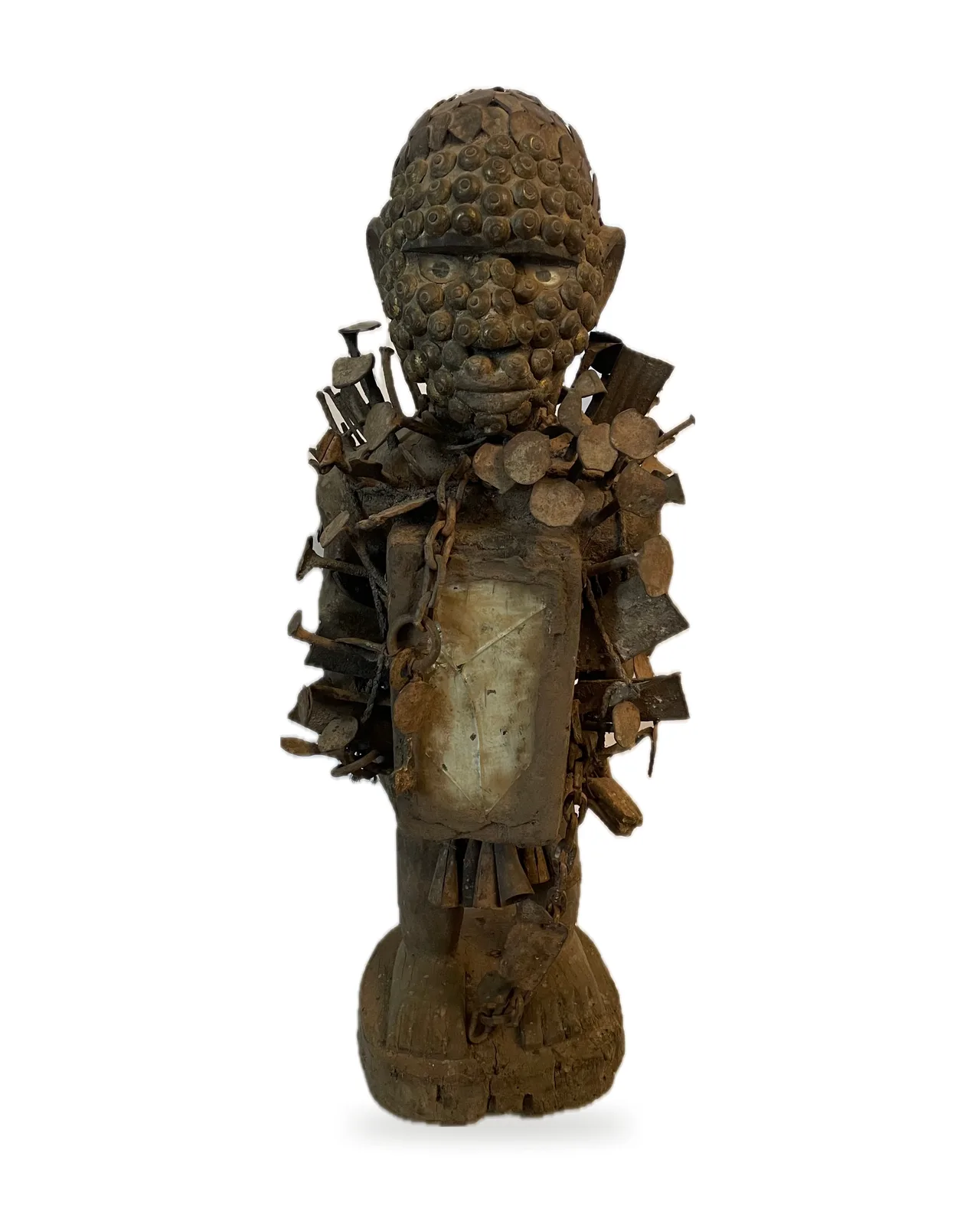 Power Figure with Bowl-Covered Head and Mirror (Nkisi), front view