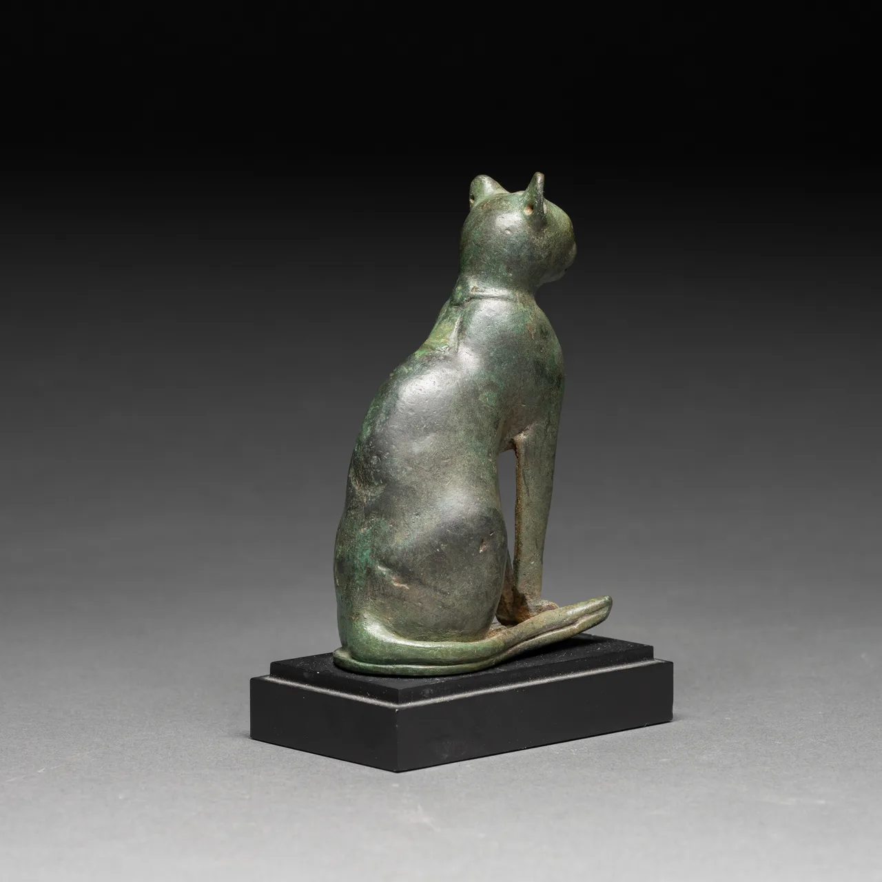 Late Dynastic Bronze Sculpture of a Cat, view 2