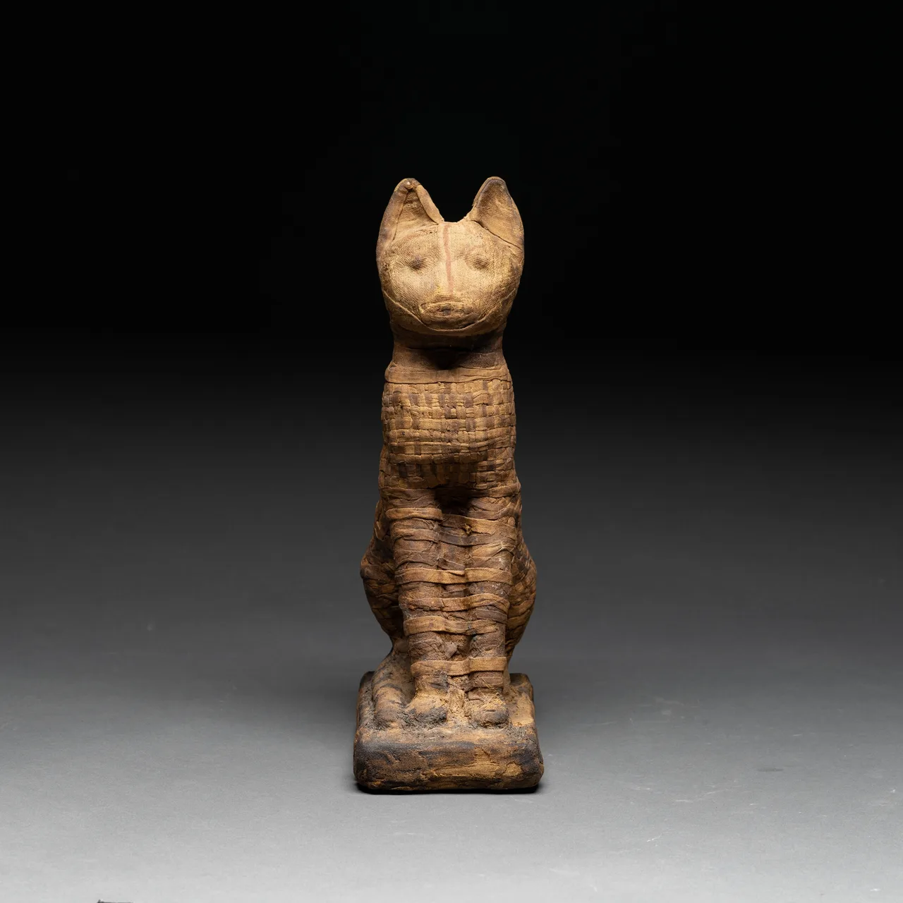 Egyptian Deified Mummy of a Crouching Cat, view 2