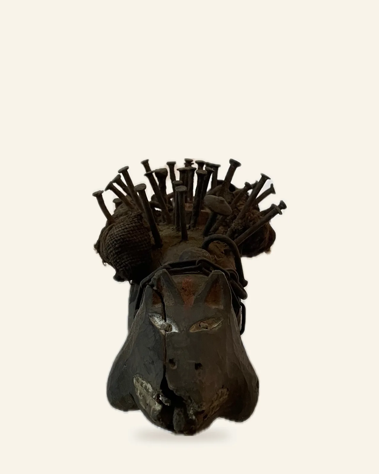 Nkisi Nkondi, Two-Headed Dog (Kozo), Kongo (Yombe / Vili Style), the other head, from the front