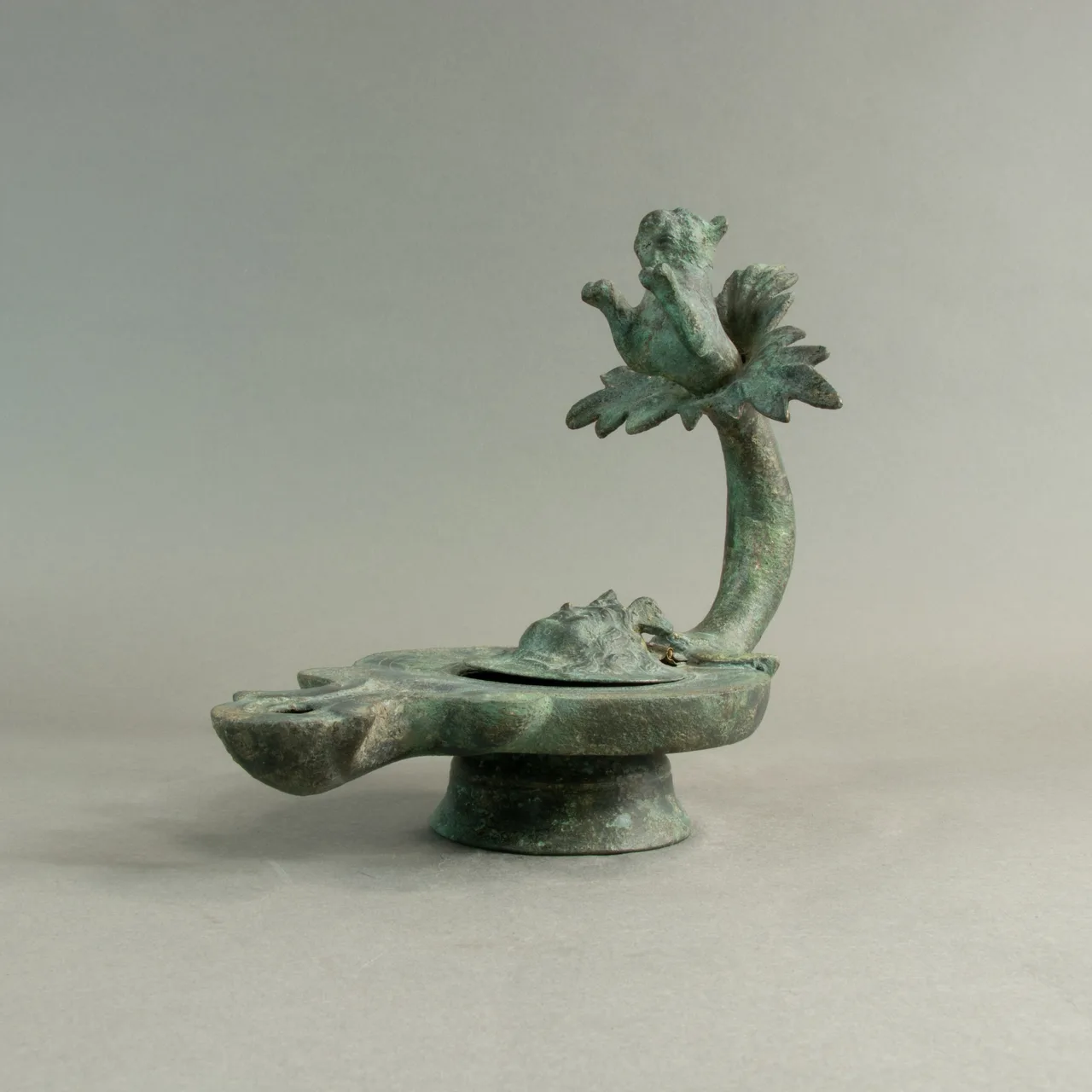 Roman Bronze Oil Lamp, view 1