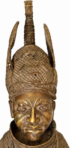 Enthroned Ruler with Openwork Crown and Ceremonial Sword, Benin Court Style, detail of the crown