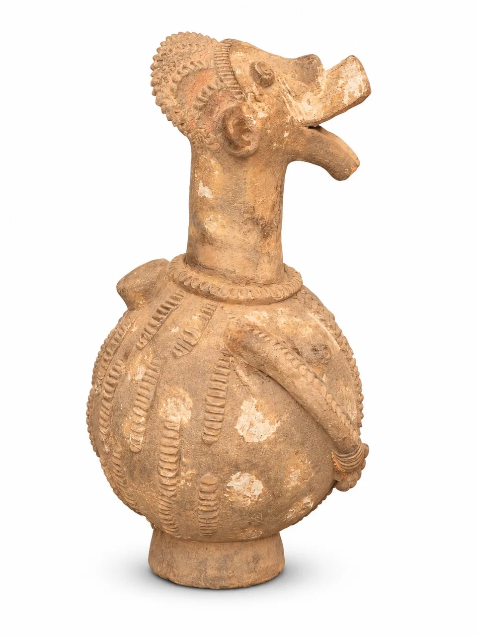 Terracotta Long-Necked Figure with Protruding Tongue, other side