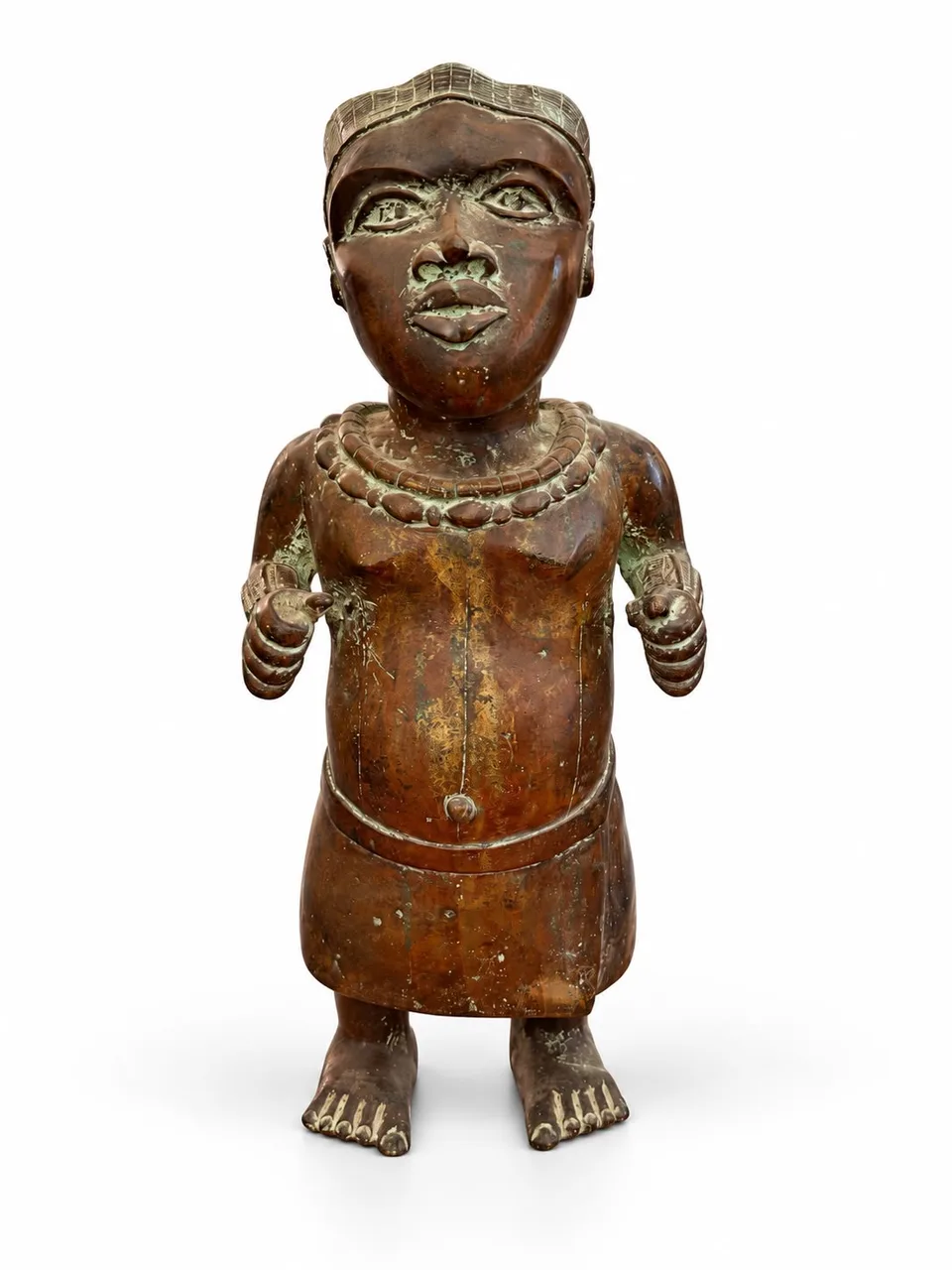 Pair of Court Dwarf Figures, Benin Court Style, female figure, front