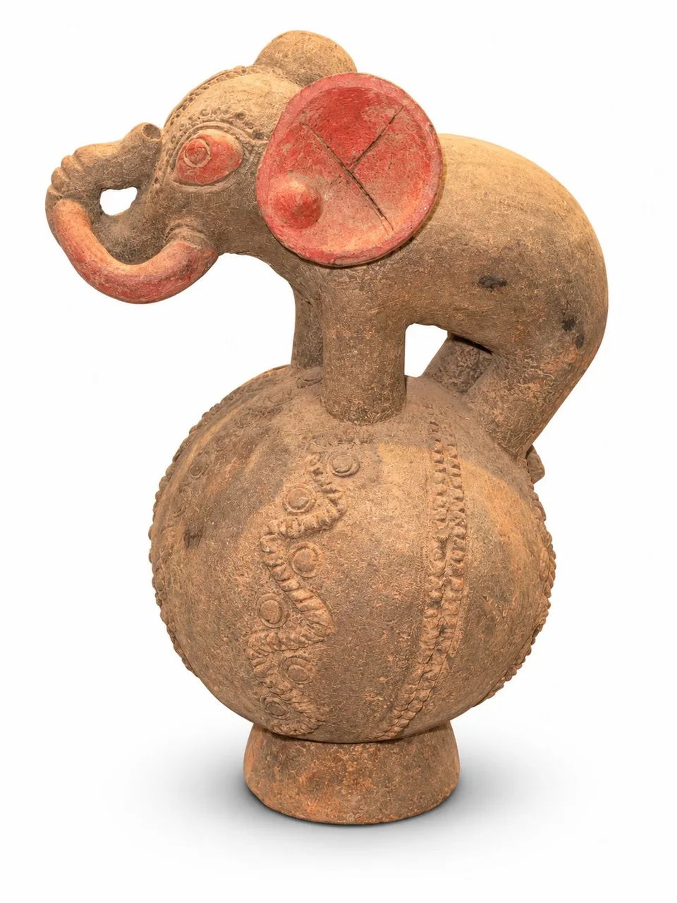 Terracotta Vessel with an Elephant Raising its Trunk, side view