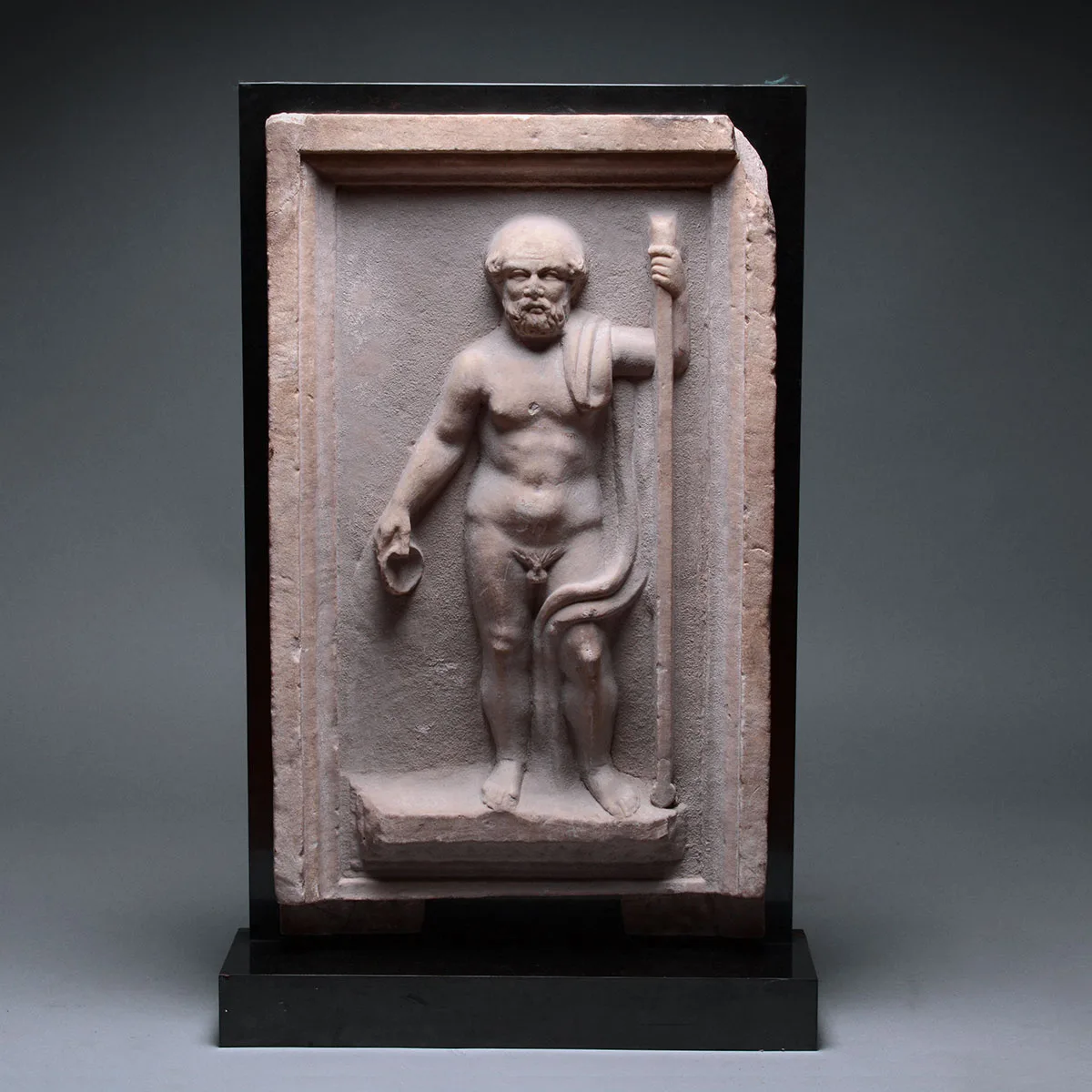 Roman Relief Altar Panel Depicting Socrates, view 1