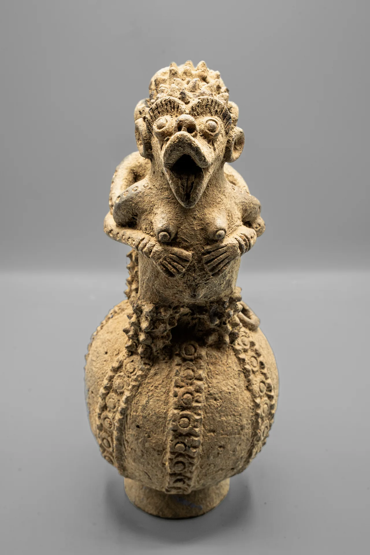 Terracotta Double-Figure Vessel with Beaked Heads