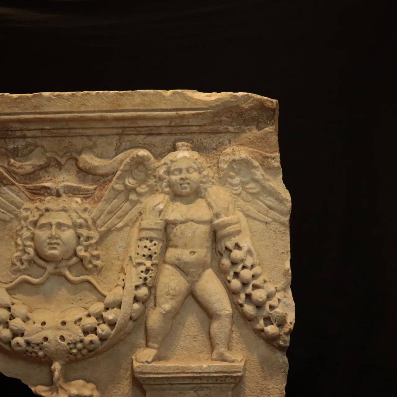 Roman Marble Fragment of a Garland Sarcophagus, view 4