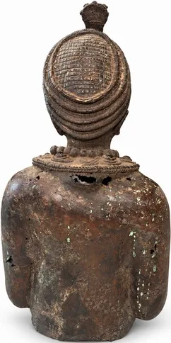 Bust of a Dignitary with Ribbed Cap, Benin Court Style, reverse