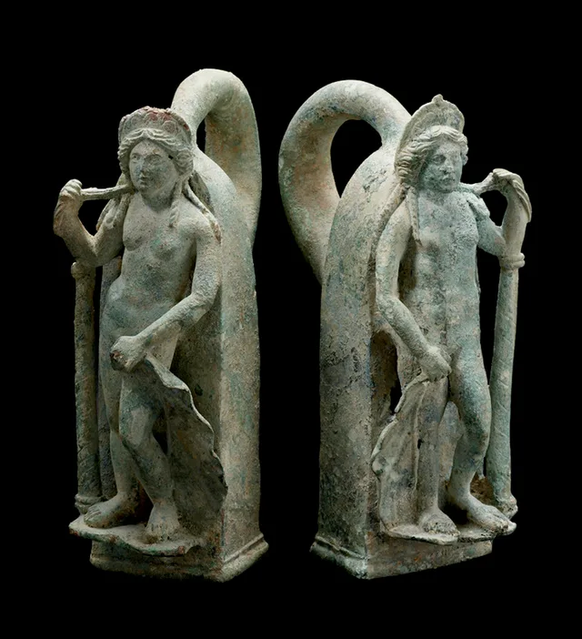 Pair of Roman Bronze Chariot Handles in the Form of Venus, view 1