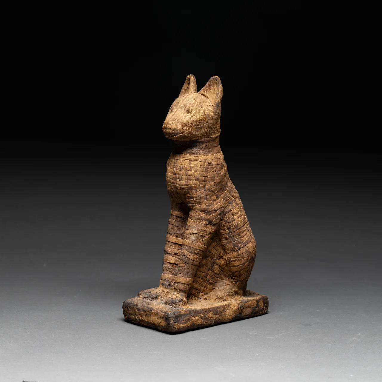 Egyptian Deified Mummy of a Crouching Cat, view 1