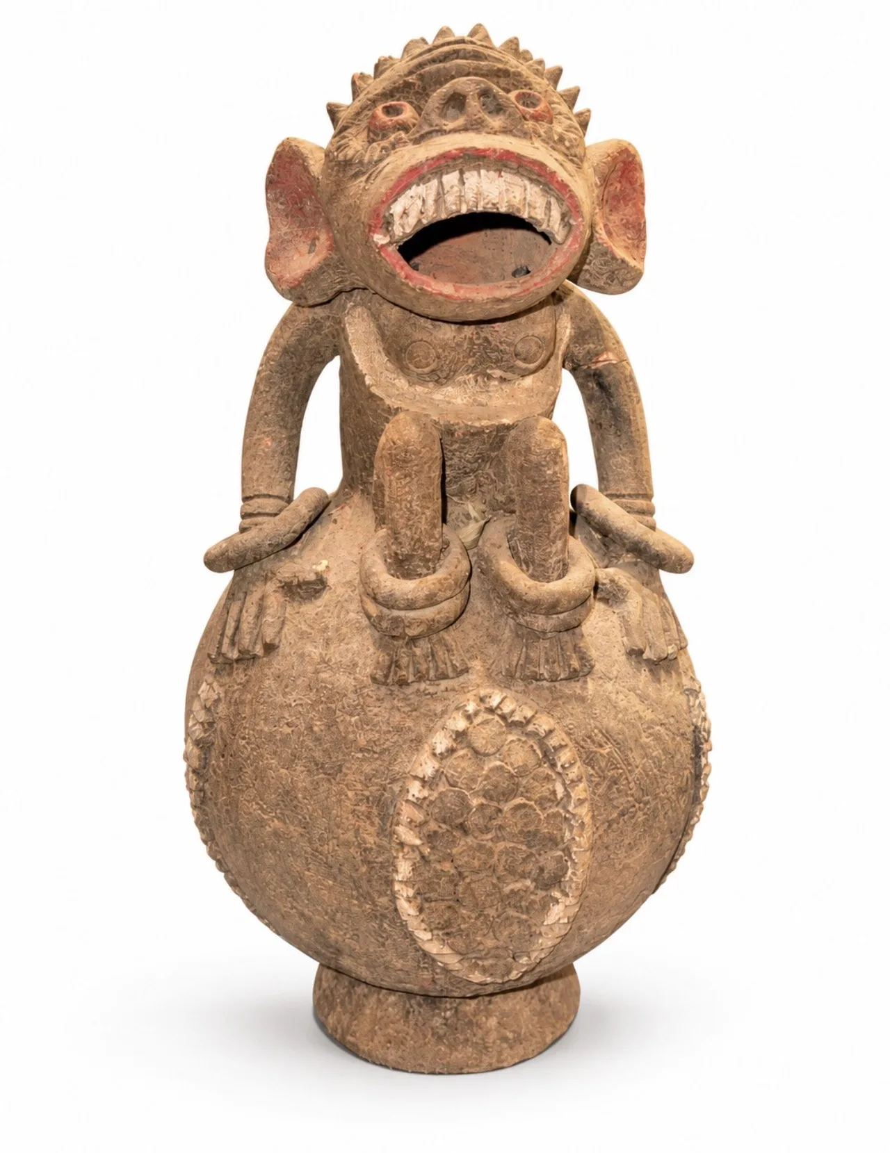 Terracotta Vessel with a Grimacing Primate, front