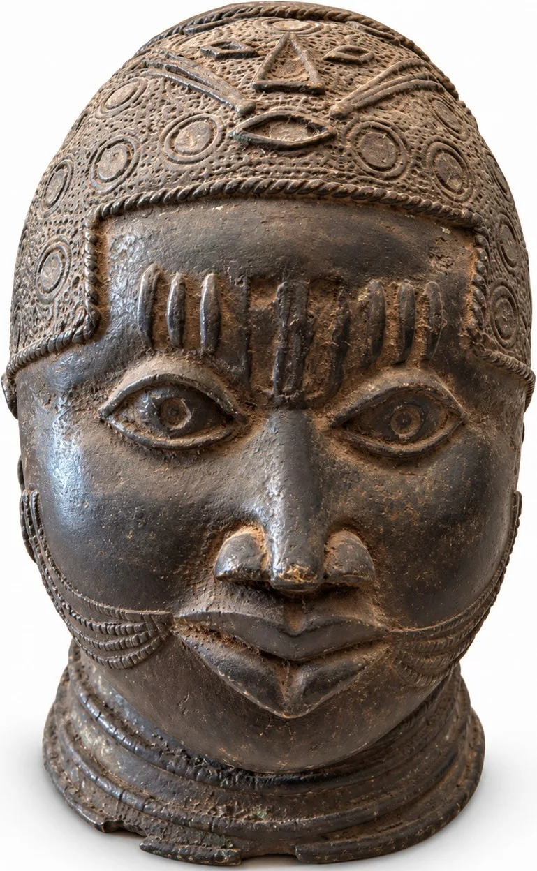 Head with Ornamented Cap and Cheek Markings, Benin Court Style