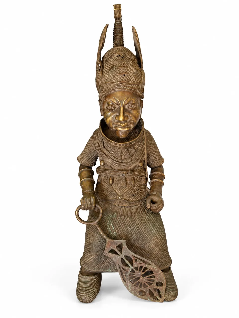 Enthroned Ruler with Openwork Crown and Ceremonial Sword, Benin Court Style