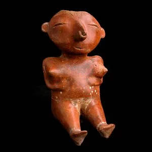 Chinesco Style (Type B) Nayarit Terracotta Sculpture of a Seated Woman