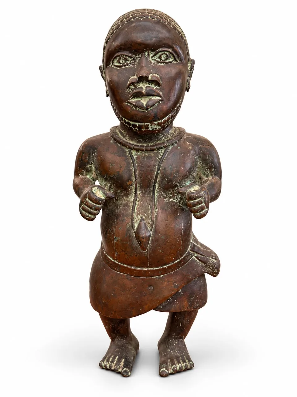 Pair of Court Dwarf Figures, Benin Court Style, male figure, front