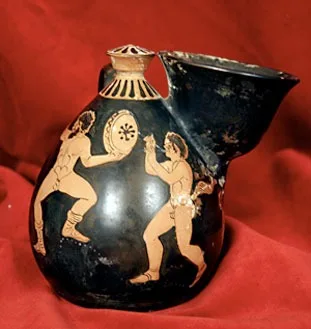 Greek Vase Featuring Satyrs