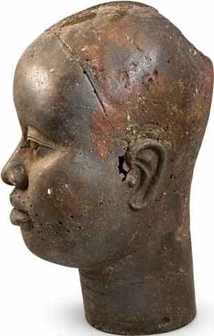 Naturalistic Head with Dark Patina, Ife Style, profile