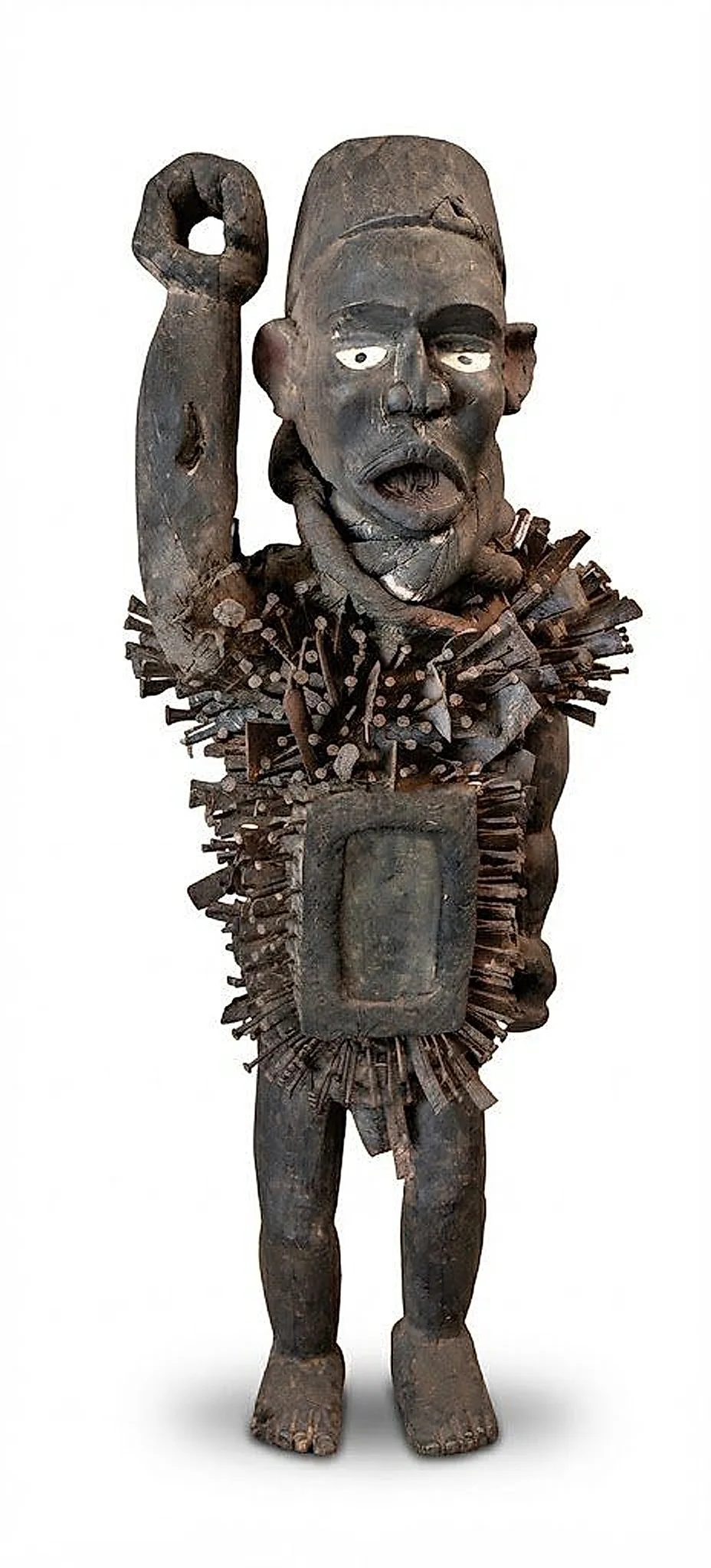 Large Power Figure with Raised Fist (Nkisi Nkondi)