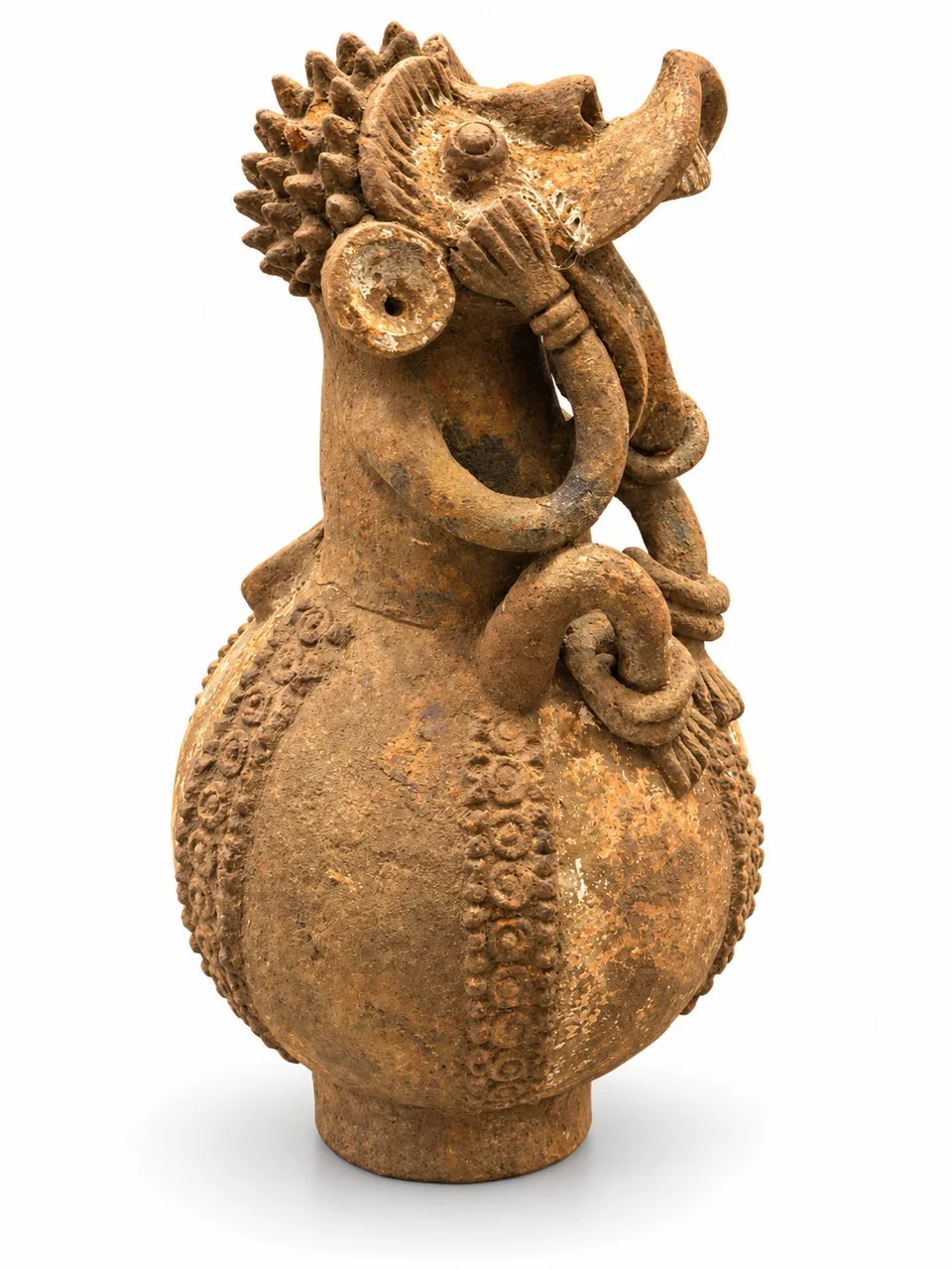 Terracotta Seated Figure with a Long Snout, other side
