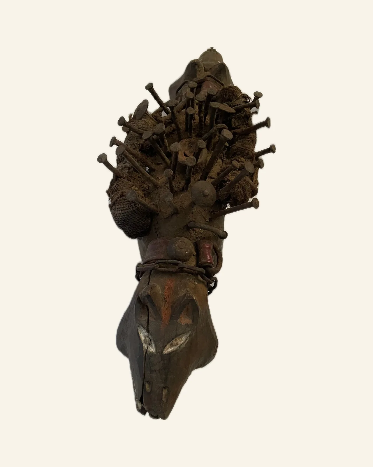 Nkisi Nkondi, Two-Headed Dog (Kozo), Kongo (Yombe / Vili Style), seen from above, from one end