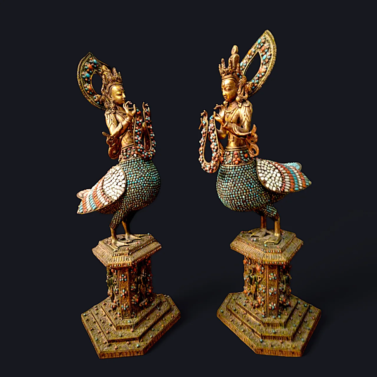 Pair of Sino-Tibetan Figures Depicting Mahamayuri or Miamchi, view 2
