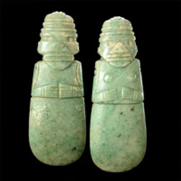 Pair of Guanacaste-Nicoya Jade Figure-Celt Pendants