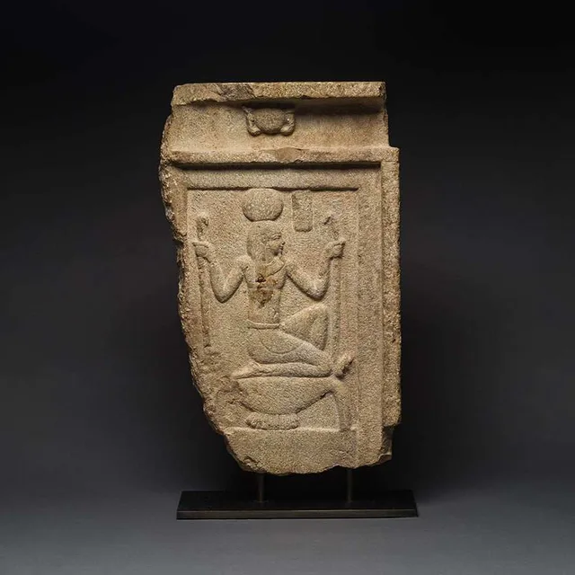 Limestone Stele Depicting the God Heh