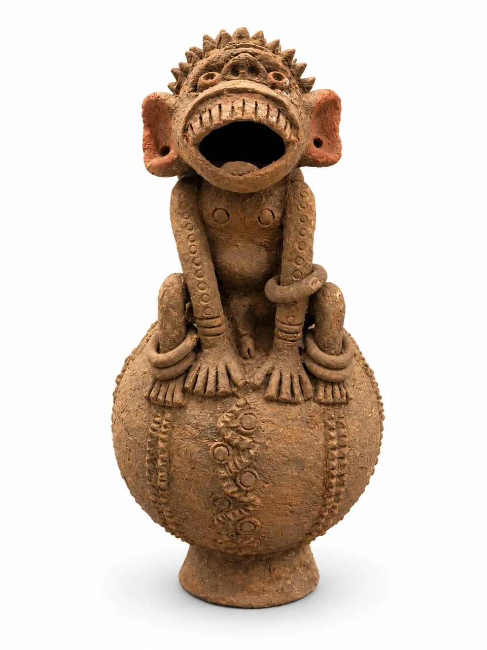 Terracotta Vessel with a Seated Primate, front
