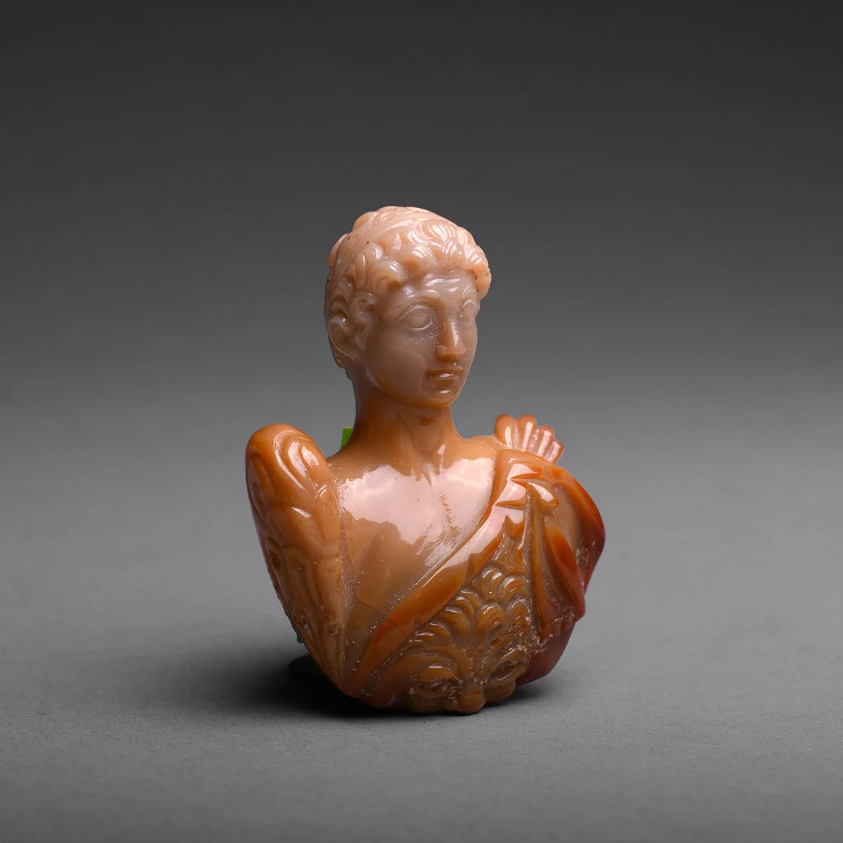 Roman Carnelian or Agate Sculpture of an Emperor Wearing A Lion Skin, view 2