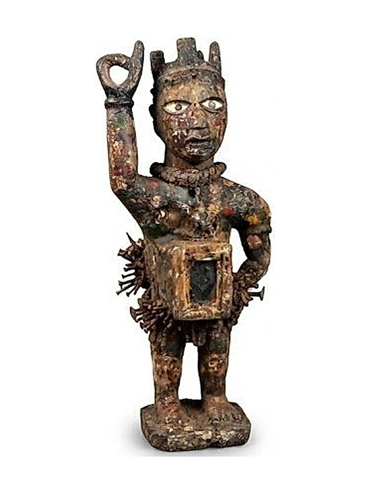 Power Figure with Raised Arm and Crown (Nkisi Nkondi), view 1