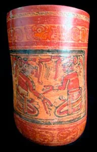 Mayan Polychrome Cylindrical Vase