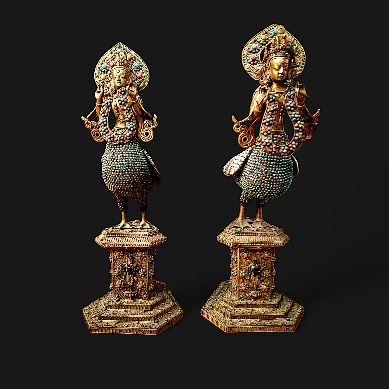 Pair of Sino-Tibetan Figures Depicting Mahamayuri or Miamchi, view 1
