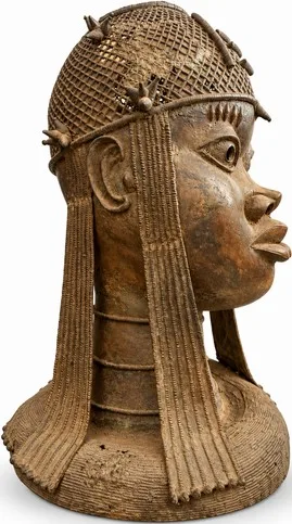 Commemorative Head with Beaded Crown, Benin Court Style, profile