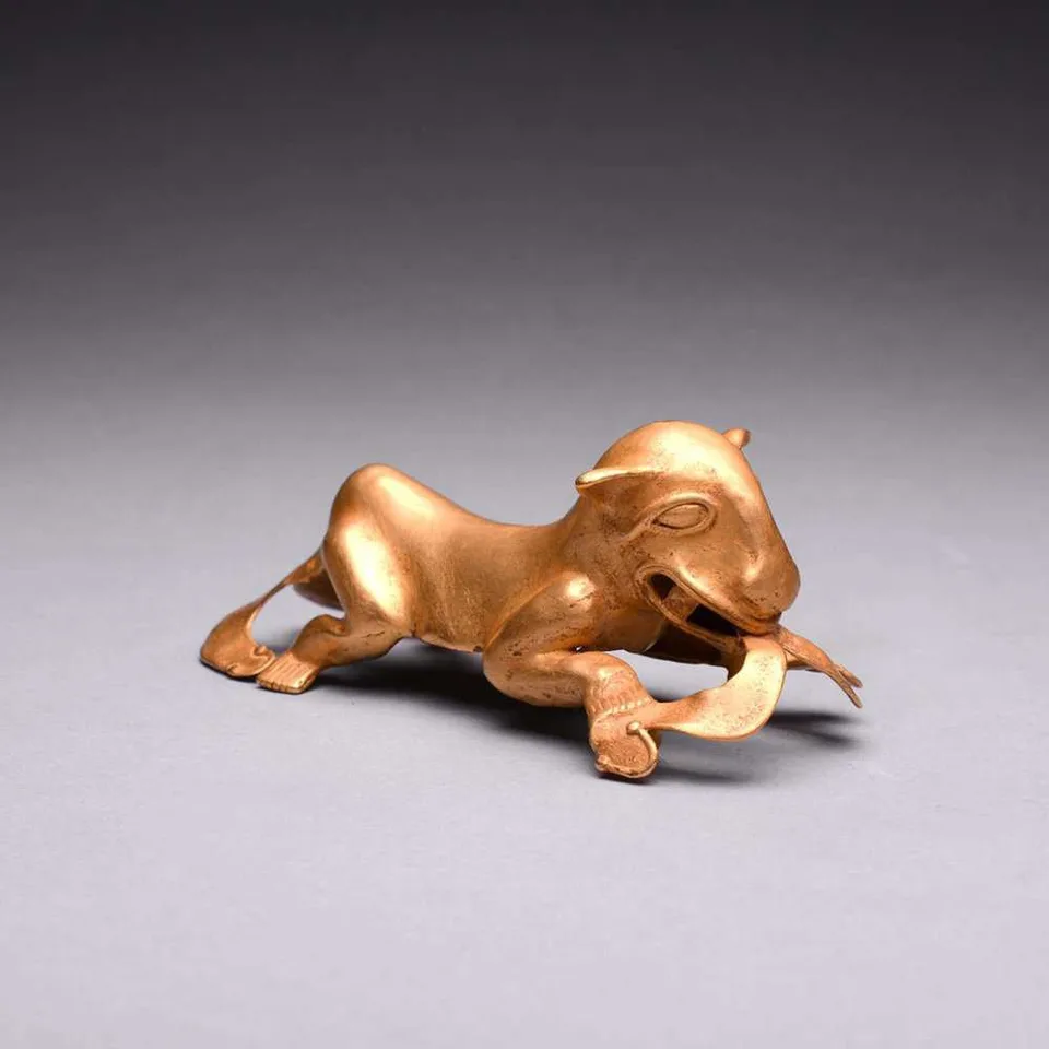 Gold Pendant of a Jaguar Eating a Double-Headed Snake
