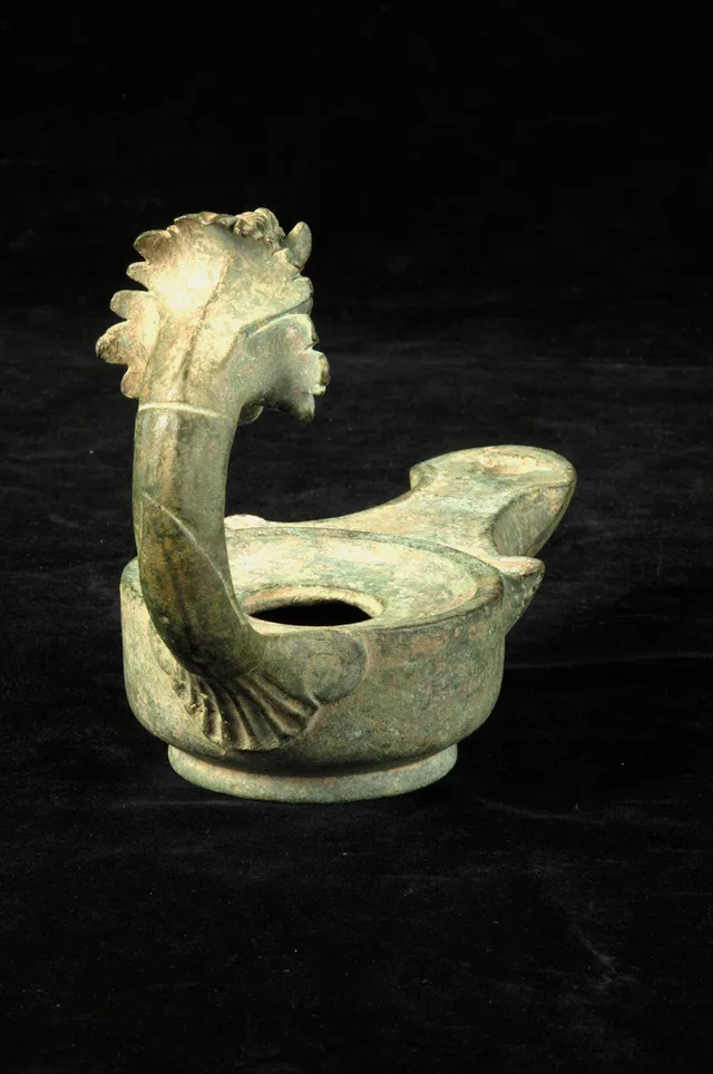 Roman Bronze Oil Lamp, view 2