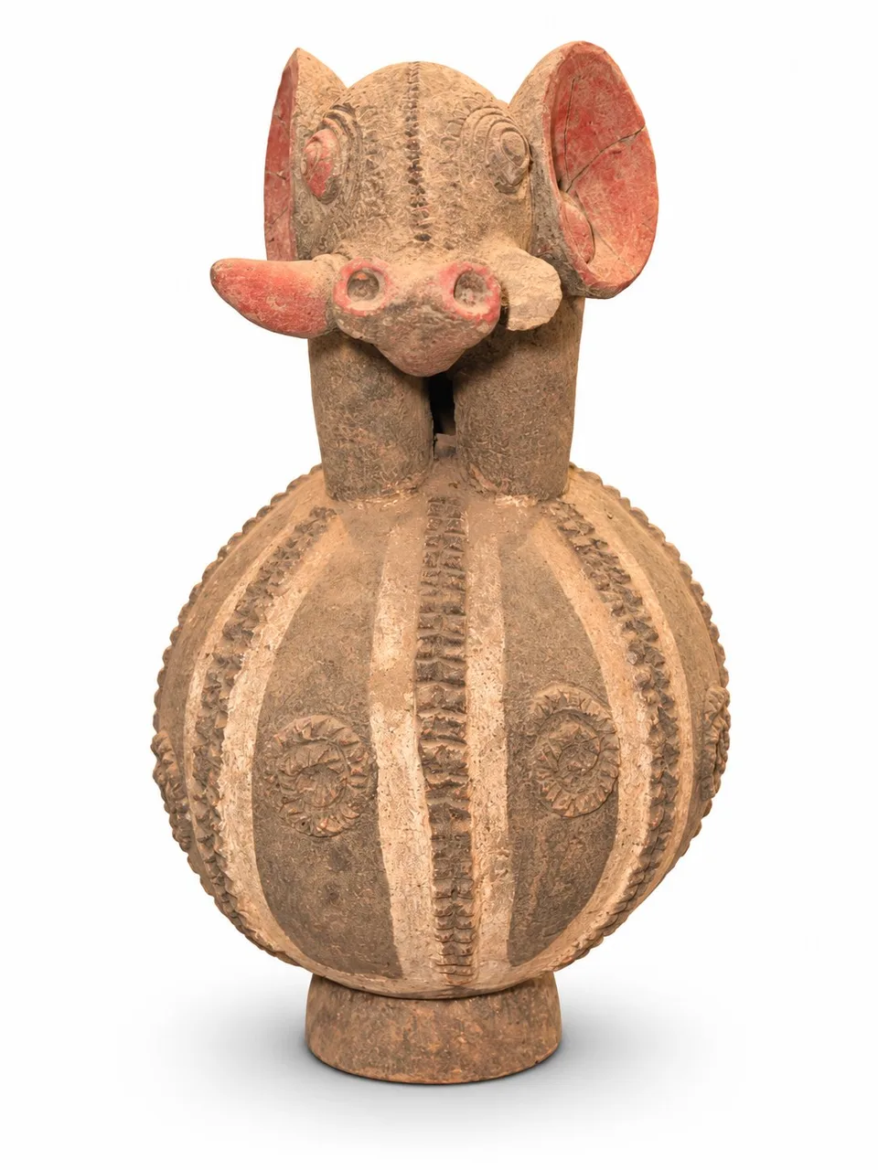 Terracotta Vessel with an Elephant on a Globe, front