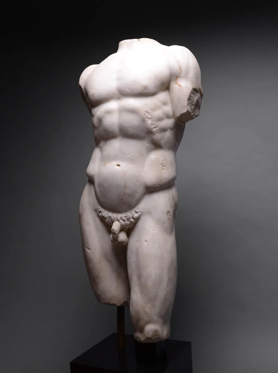 Roman Marble Torso of a Nude Male, view 3