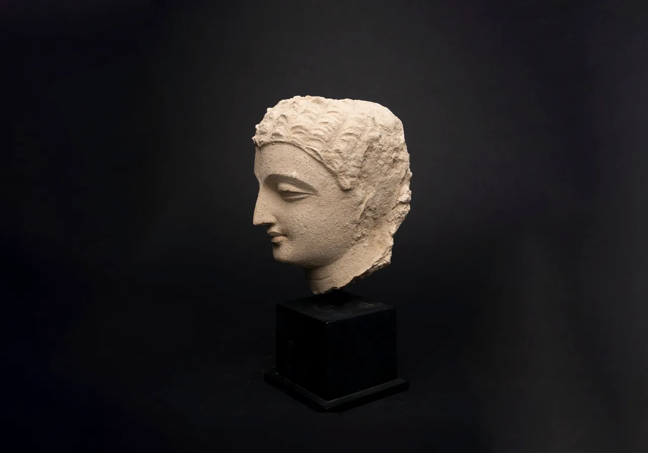 Gandhara Stucco Head of the Buddha, view 2