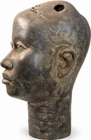 Serene Head with Verdigris Patina, Ife Style, profile