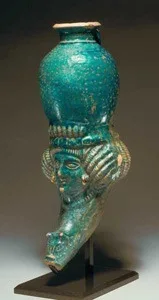 Parthian Turquoise-Glazed Terracotta Rhyton
