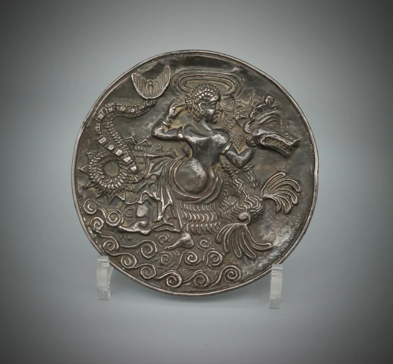Hellenistic Silver Plate with a Nereid Riding a Sea-Monster, view 1