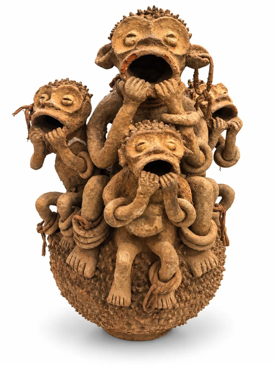 Terracotta Vessel with Four Primates, front