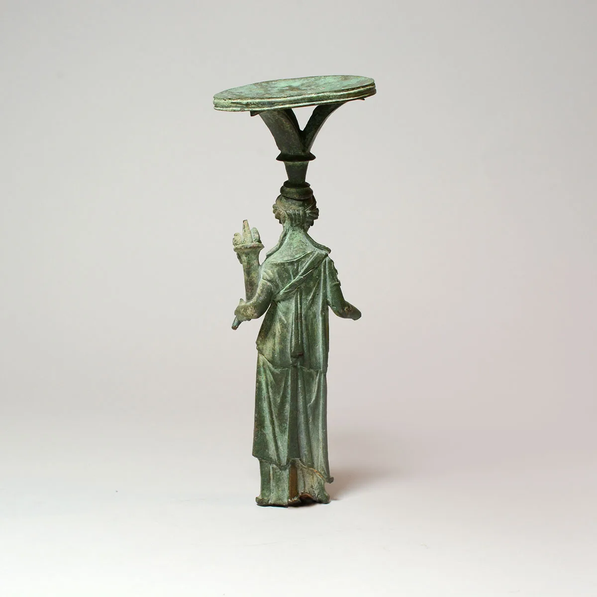 Roman Bronze Lamp Stand Depicting the Goddess Fortuna, view 3