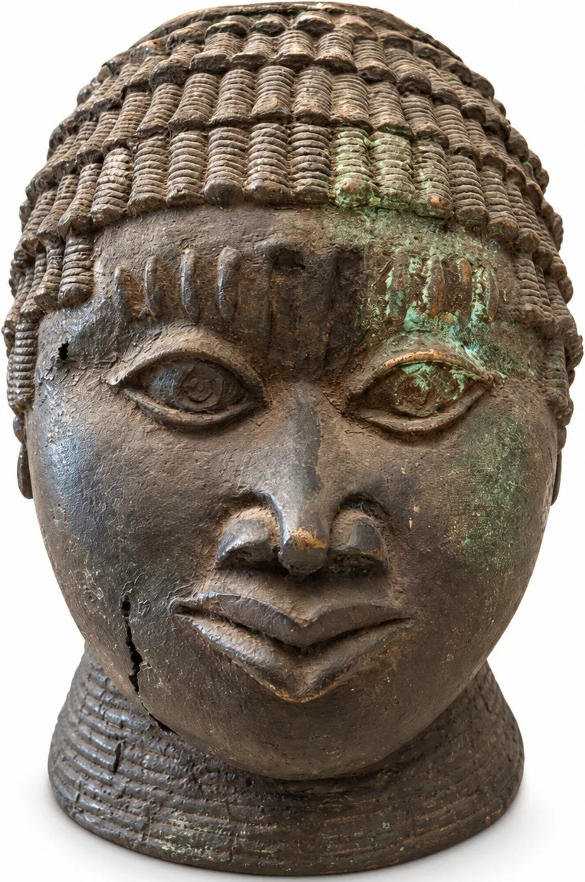 Head of a Court Official with Coiled Coiffure, Benin Court Style