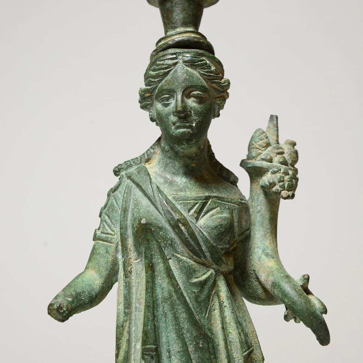Roman Bronze Lamp Stand Depicting the Goddess Fortuna, view 5
