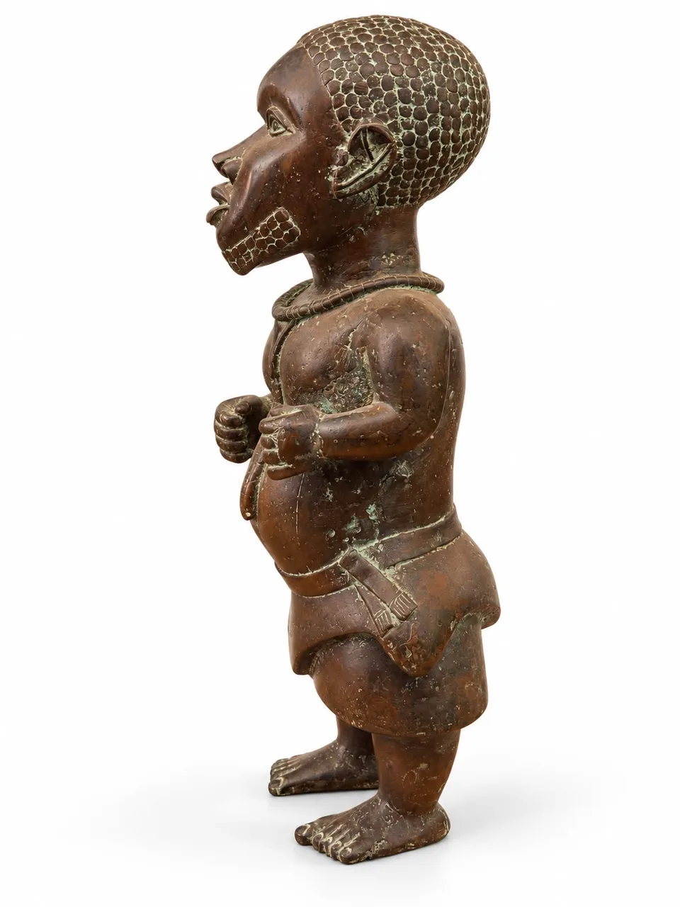 Pair of Court Dwarf Figures, Benin Court Style, male figure, other profile