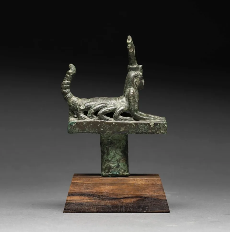Egyptian Bronze Staff Finial in the Form of Isis-Selket — view 2
